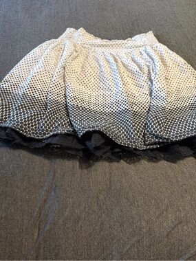 Girls Black and White Polka Dot Layered Skirt